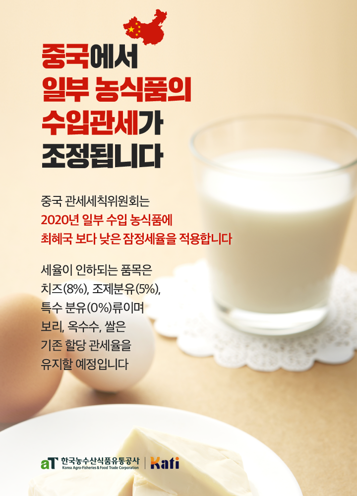 [식품] 중국 일부상품 수입관세 조정